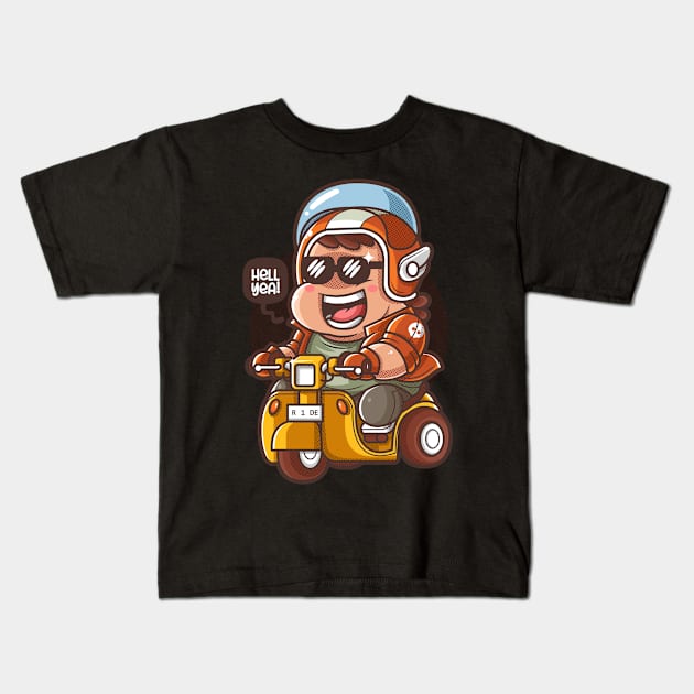 Fat Rider Kids T-Shirt by karyatansu